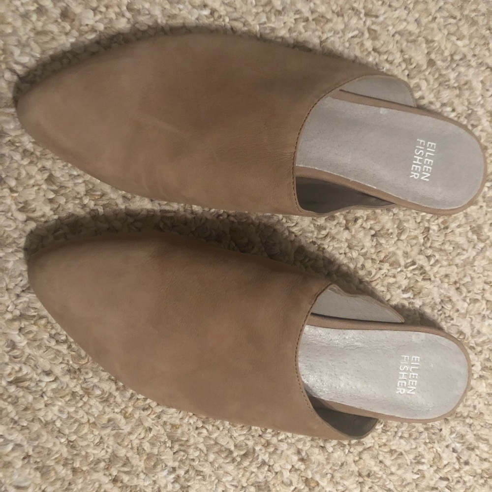 Suede sand mule by Eileen Fisher